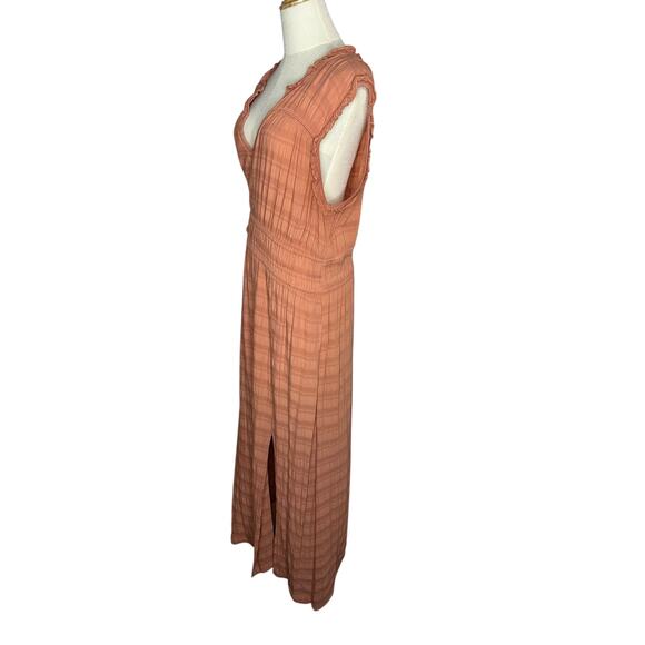 Anthropologie Philipa Maxi Side Slit Ruffle V Neck Shirred Waist Dress Size XL - Picture 8 of 11